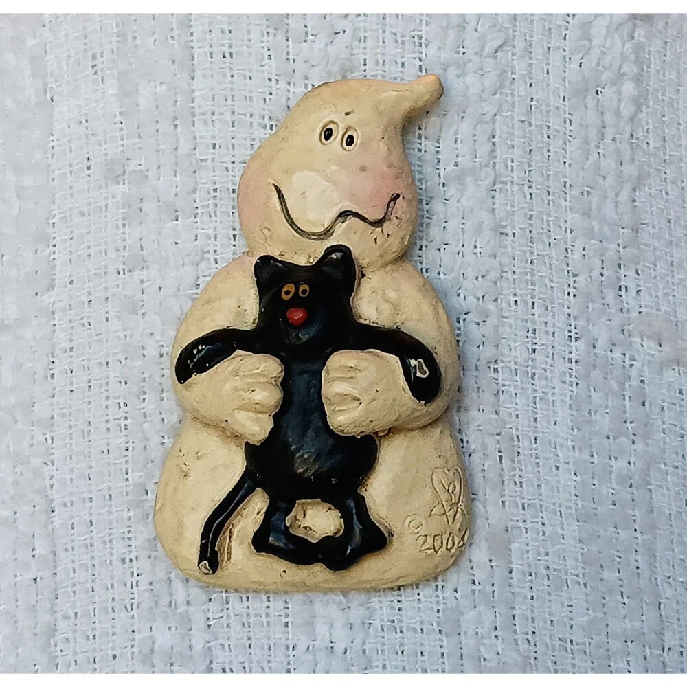 Vintage Linda Lindquist Baldwin Enesco Broomsnickle Halloween Pinback Brooch 1.7